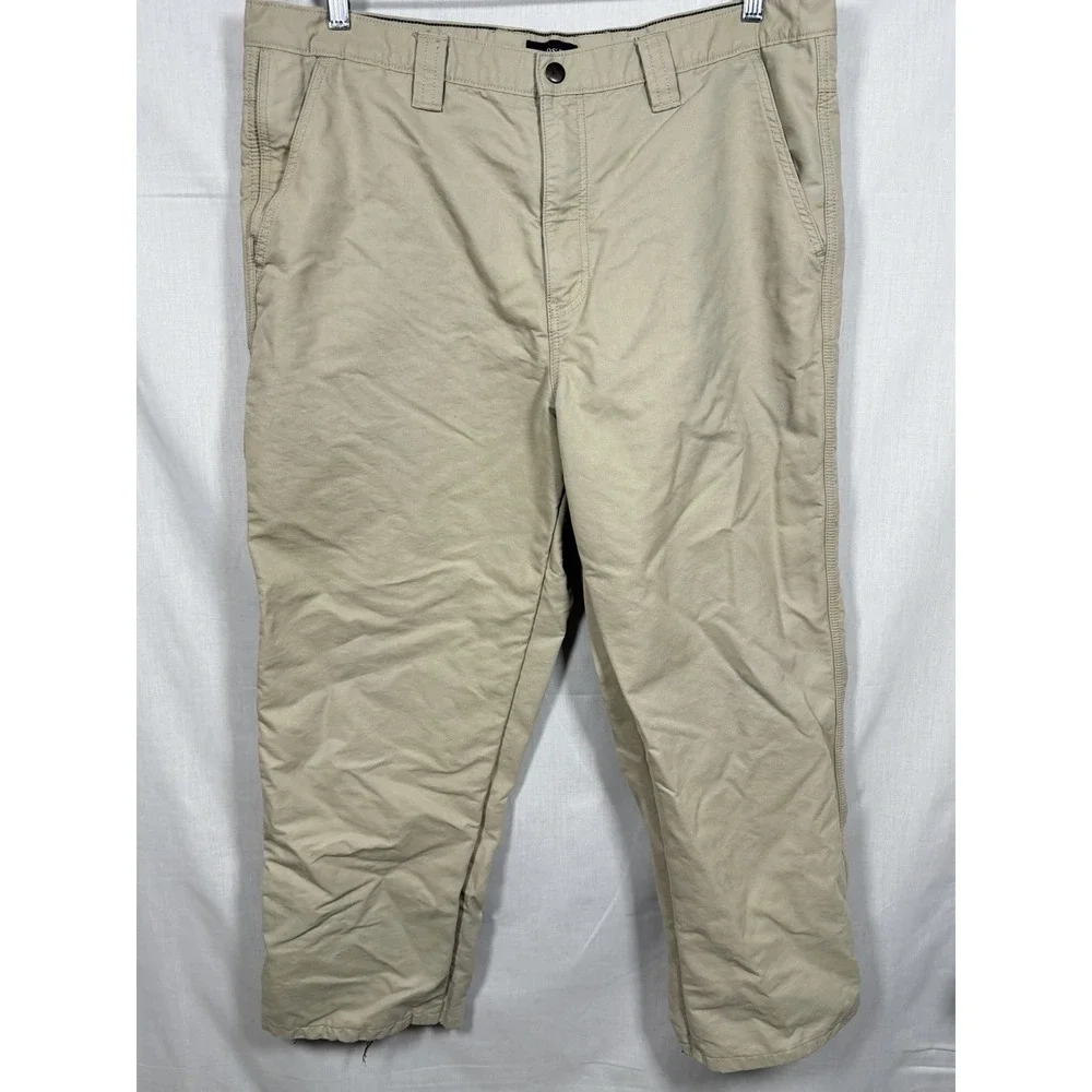 Lands' End Men's‎ Khaki Lined Pants Size 40 Flannel Plaid Winter Cotton